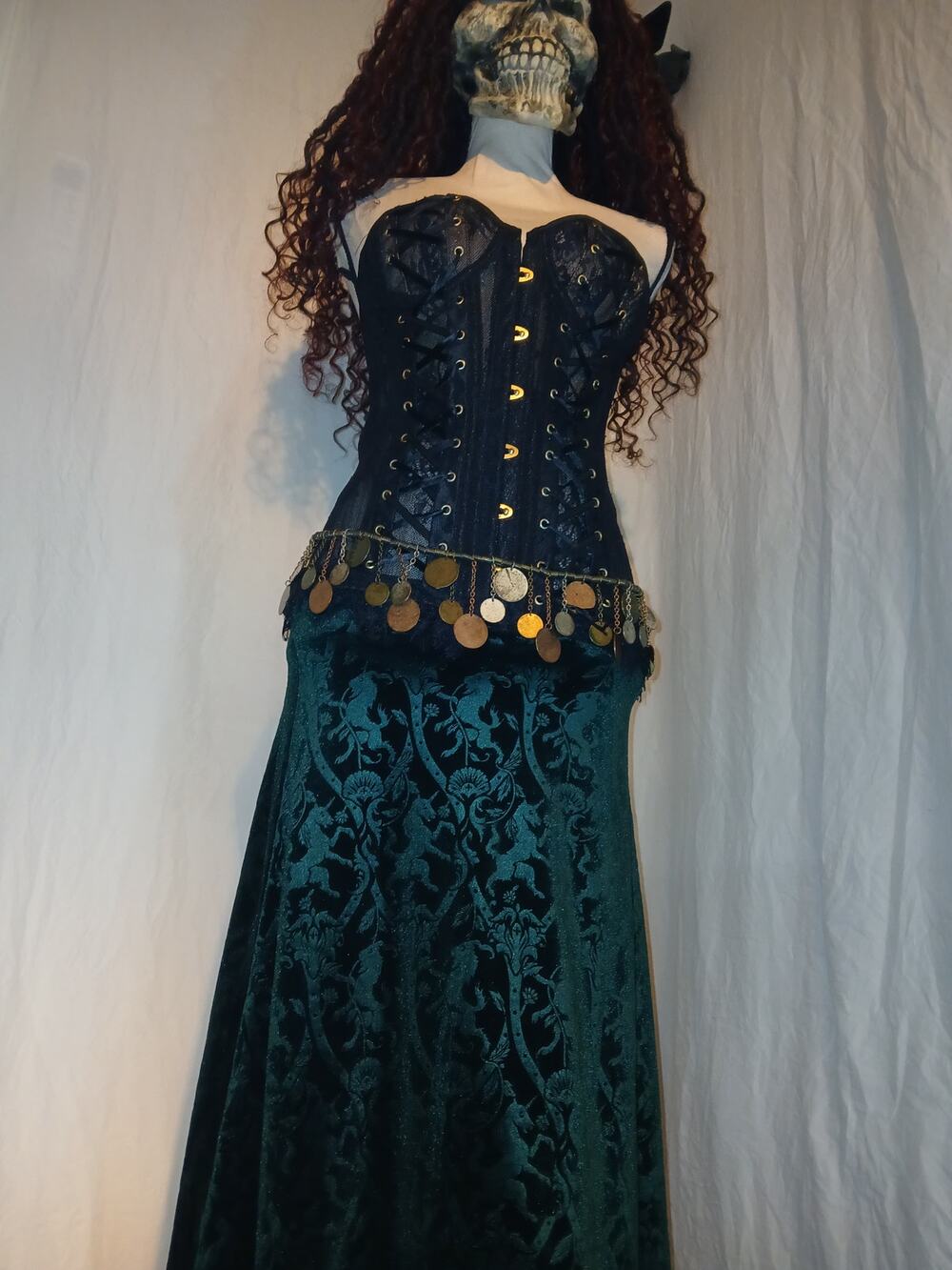 Adore Me Black Sheer Lace-Up Corset Gothic Bustier Size L